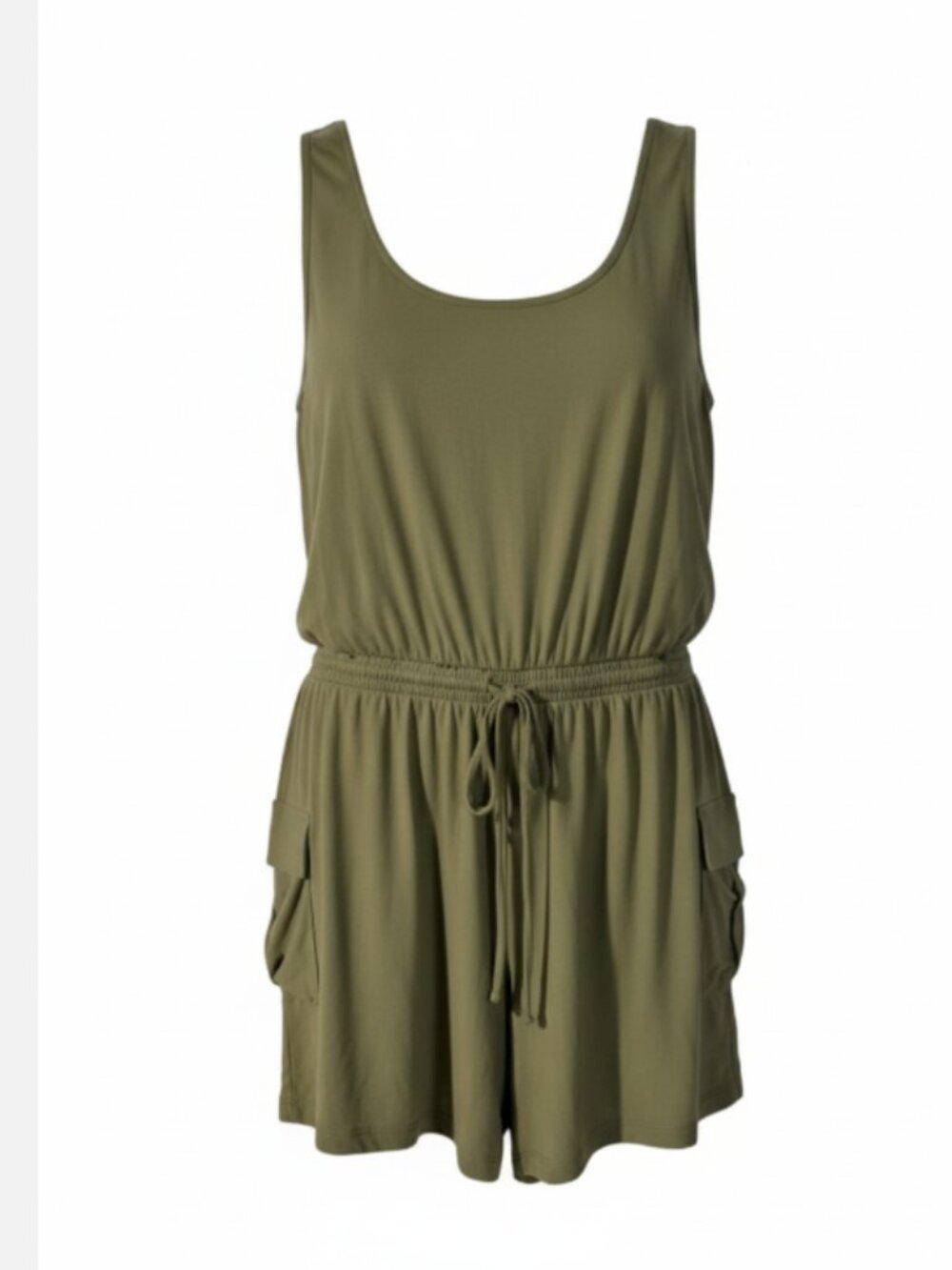 Derek Heart Romper Women's 3X Olive Green Sleeveless Cargo Pockets NWOT